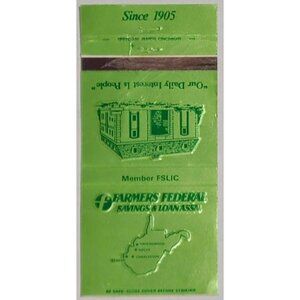 Vintage Matchbook Cover Farmers Federal S&L Ravenswood WV West Virginia